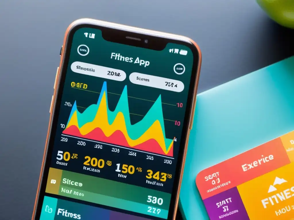 App fitness con gráficos científicos detallados Interfaz de app de fitness con gráficos científicos detallados y recomendaciones basadas en evidencia