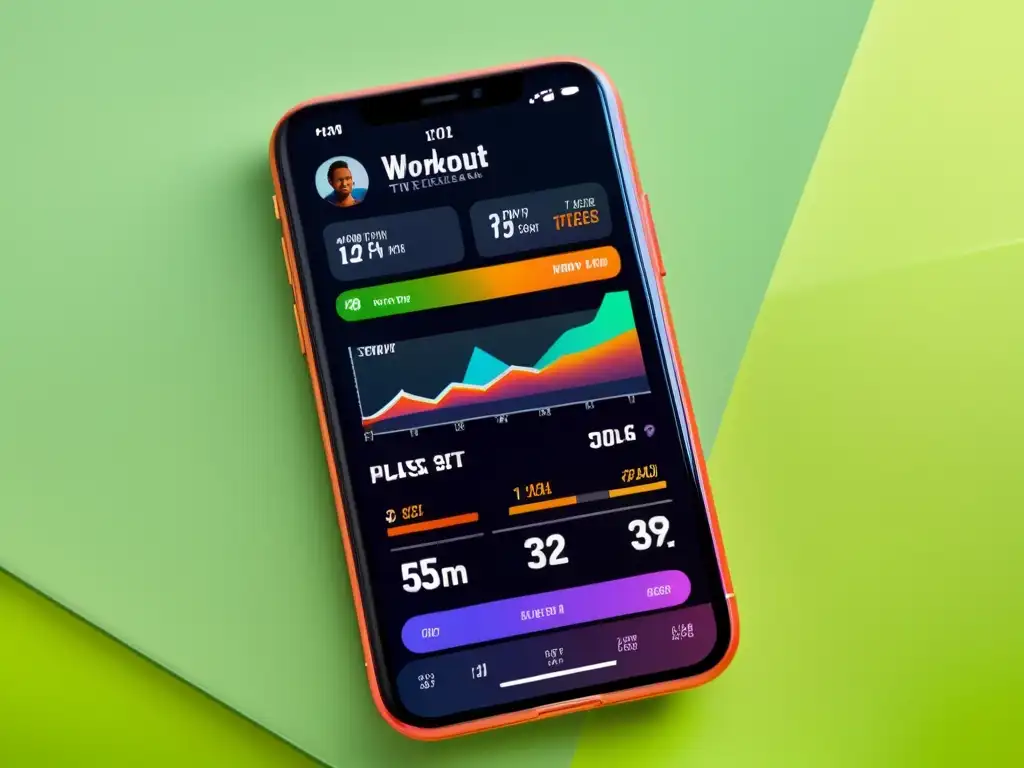 Aplicación fitness: Planes personalizados y demostraciones de ejercicios Interfaz de app fitness moderna y vibrante en smartphone