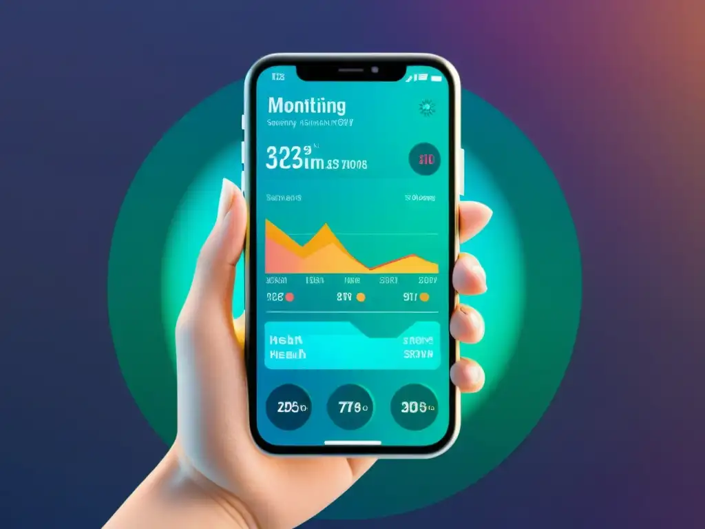 Interfaz futurista de app de monitoreo de salud con gráficos detallados y detección deficiencias sistema inmunológico