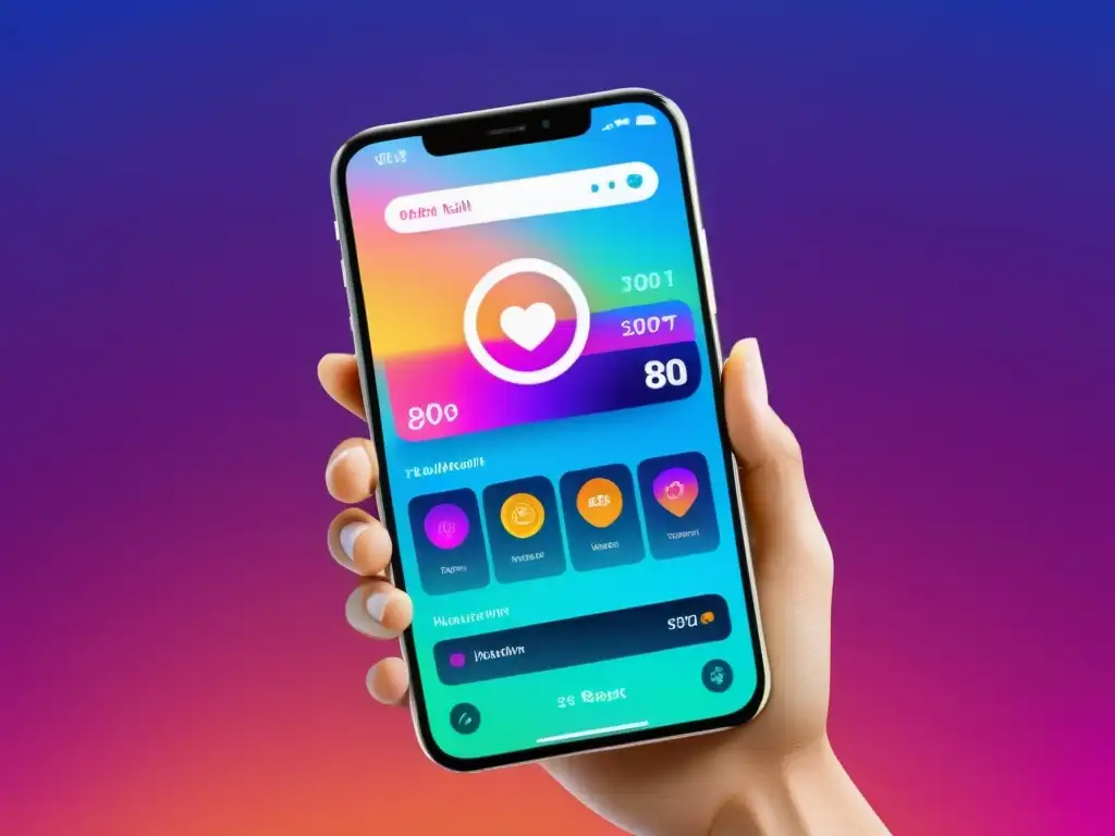 Interfaz futurista de app de salud: inmersión inmaculada en 8k Interfaz futurista de app para fortalecer sistema inmunológico en smartphone, con diseño innovador y colores vibrantes