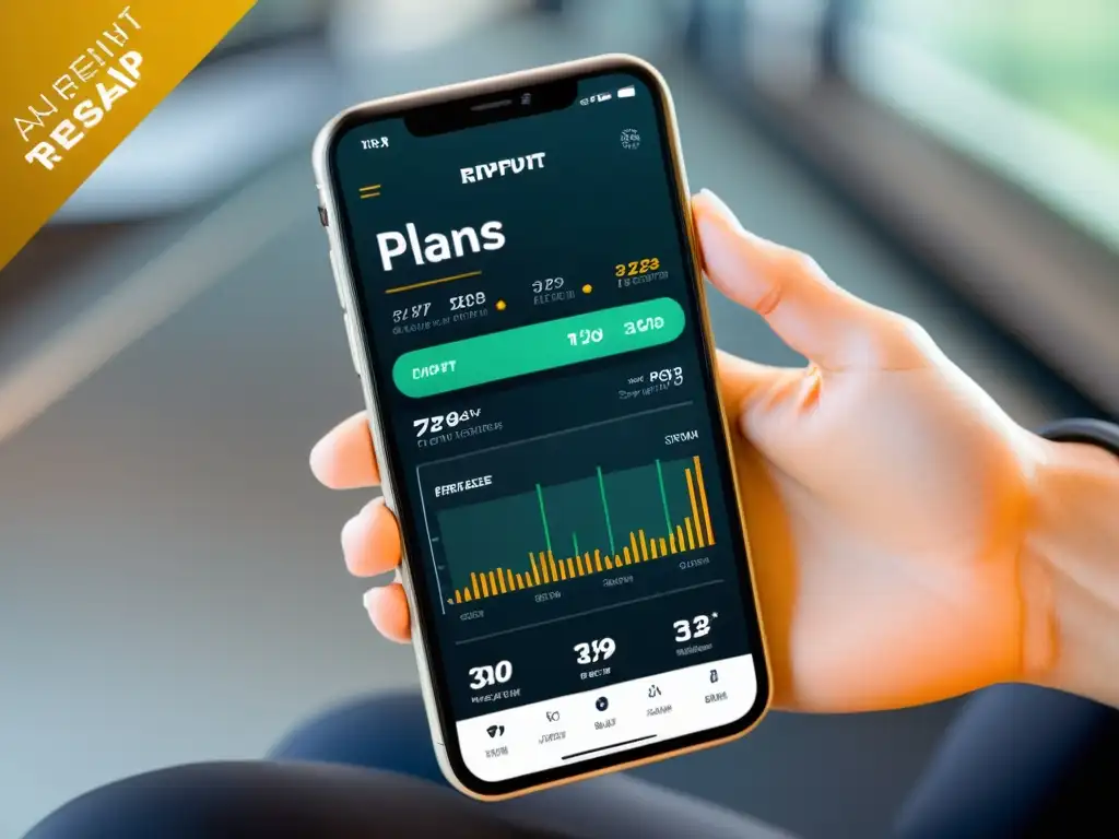 App fitness moderna para inmunidad Una interfaz moderna de app fitness en smartphone con funciones avanzadas para mejorar la inmunidad a través de ejercicios especializados