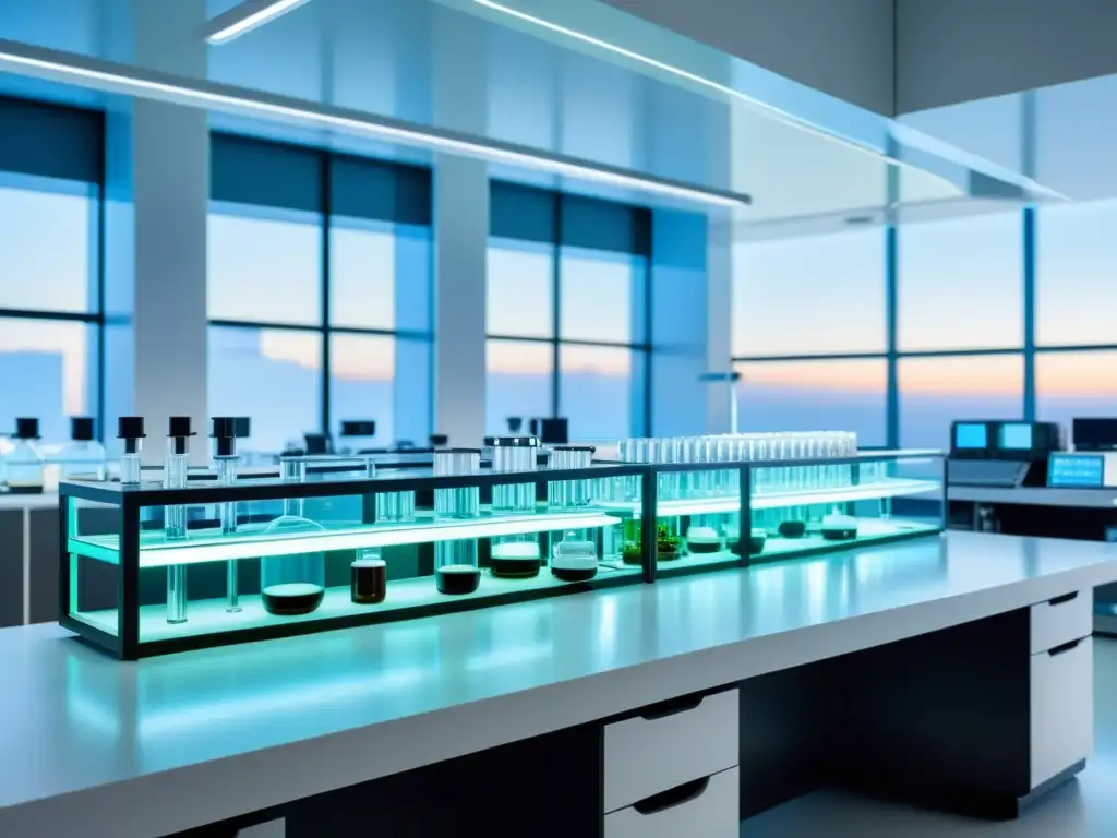 Lab de Investigación Científica: Tecnología de Vanguardia y Precisión Un laboratorio científico moderno con equipamiento de vanguardia y una estética futurista