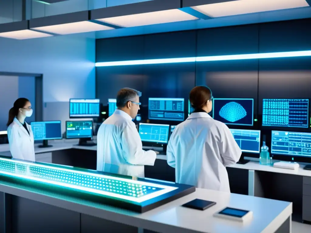 Avanzada edición genética con CRISPR-Cas9 en laboratorio futurista Un laboratorio médico futurista con científicos usando tecnología de edición genética CRISPRCas9 para erradicar enfermedades autoinmunes