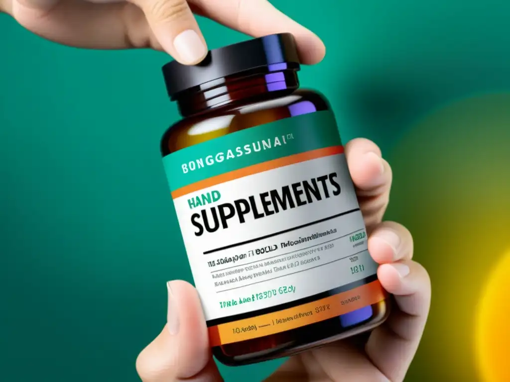 Mano examinando detalladamente etiqueta de suplementos para inmunidad, evitando gastos innecesarios