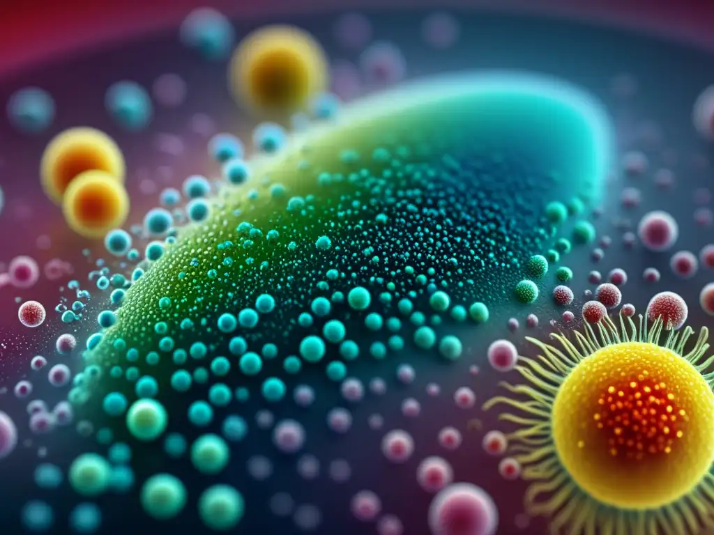 Microscopio 8k muestra contaminantes del agua y células inmunes Microscopio de alta definición muestra contaminantes del agua interactuando con células del sistema inmunitario