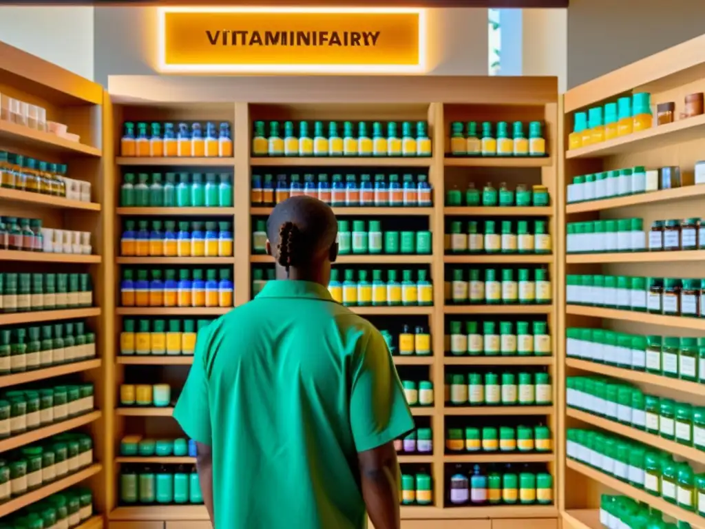 Moderna farmacia con suplementos antiinflamatorios para sistema inmunológico