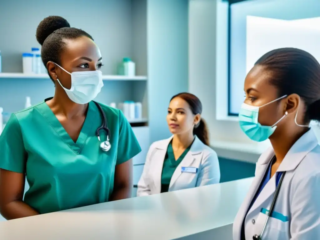 Un moderno centro médico vacunando viajeros, transmitiendo confianza y preparación