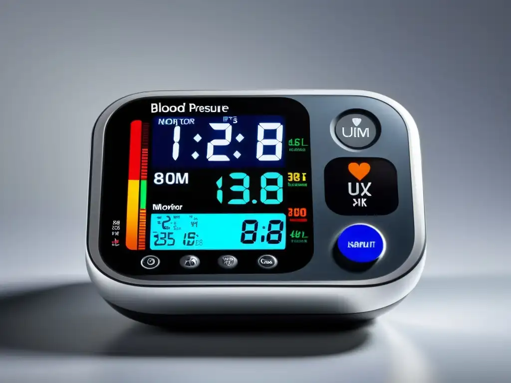 Monitor de presión arterial de alta tecnología Un moderno monitor de presión arterial con pantalla digital de alta resolución, transmite tecnología avanzada y precisión