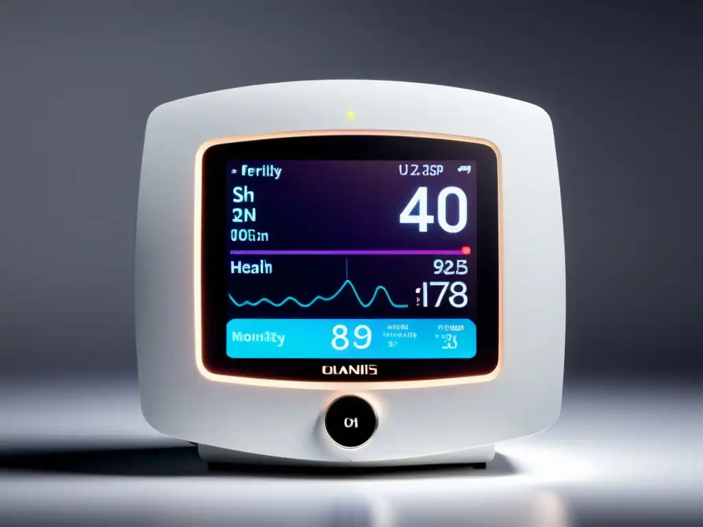 Un monitor de fertilidad de diseño sofisticado y futurista, resaltando la importancia de la salud inmunológica