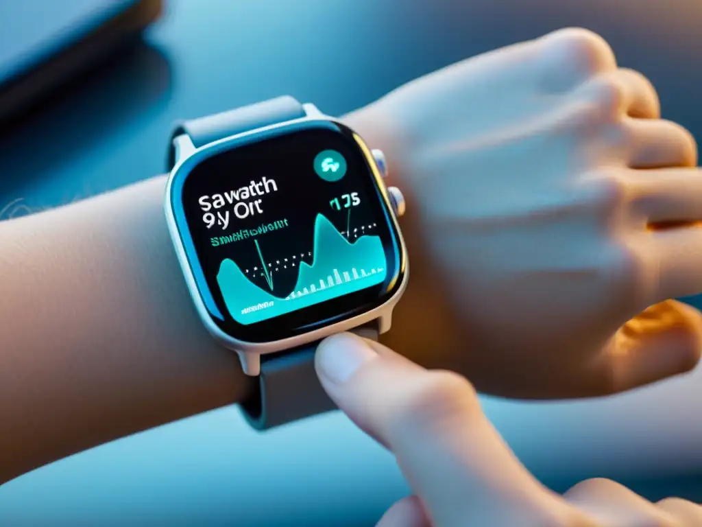 Monitoreo con relojes inteligentes del sistema inmunológico en entorno tecnológico futurista y detallado