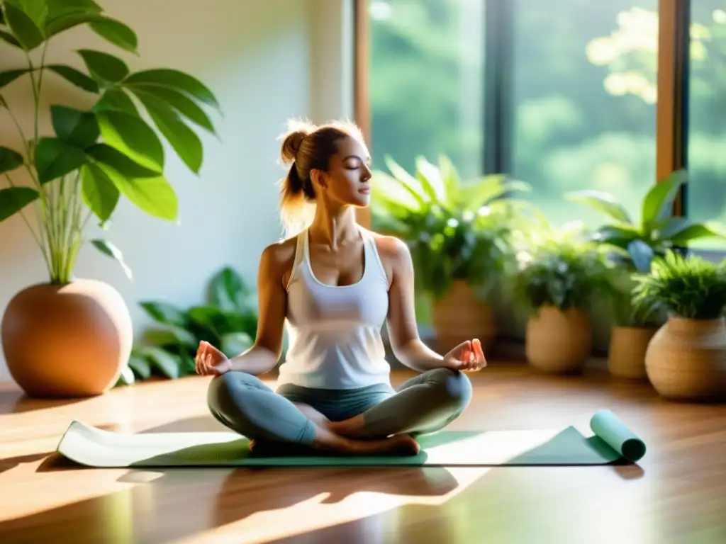 Relajación en casa: mujer disfruta del té herbal y la naturaleza Una mujer en un entorno natural, disfruta de una taza de té y un abordaje homeopático para sistema inmune, irradiando calma y bienestar