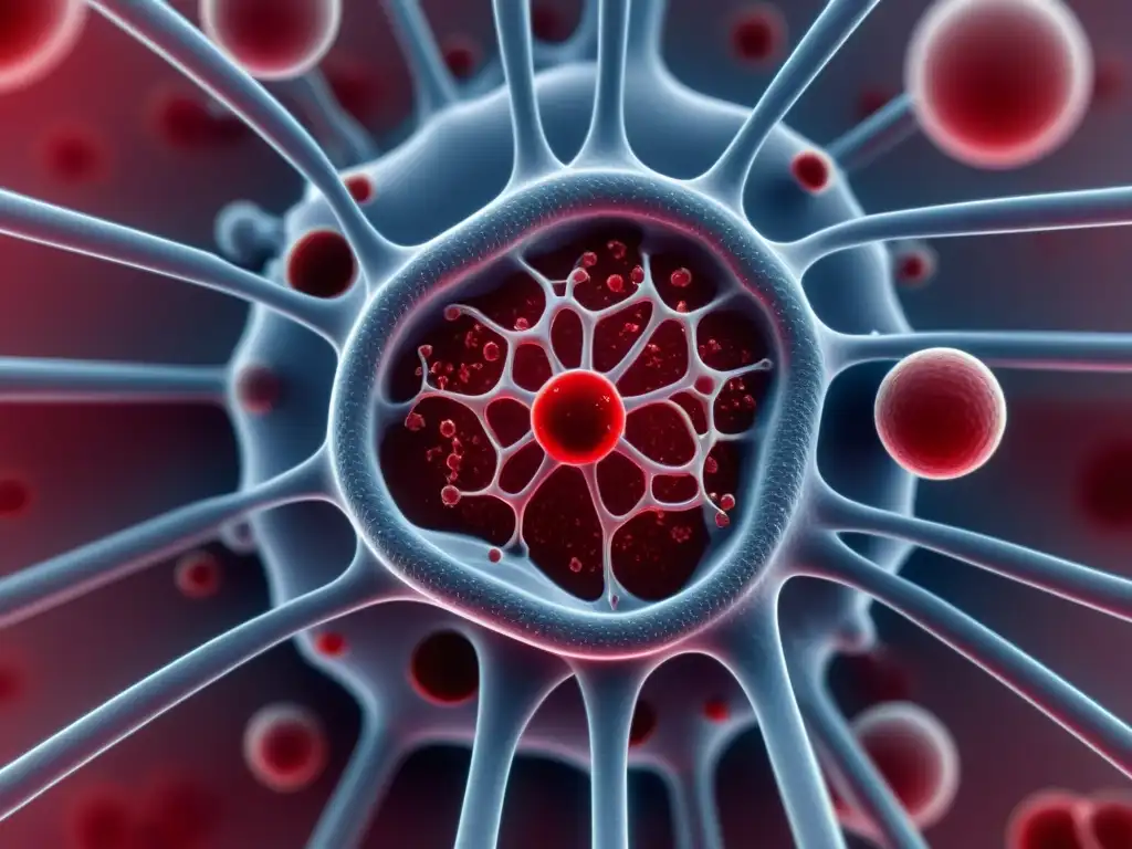Nanobot navegando entre células sanguíneas: visión microscópica Un nanobot recorriendo una arteria rodeado de células sanguíneas