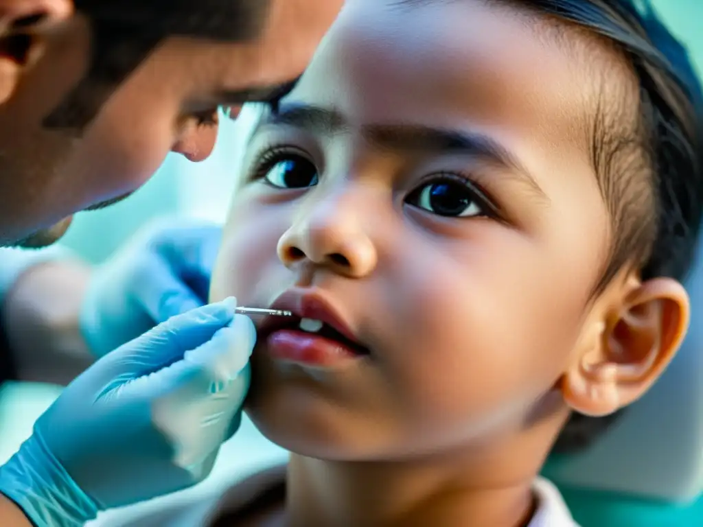 Inoculación infantil: confianza y cuidado en la vacunación Niño recibiendo vacuna con calma y confianza en clínica moderna
