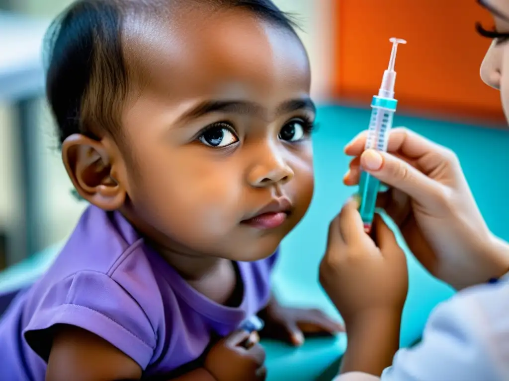Vacunación infantil: cuidado médico detallado Un niño recibe una vacuna en una clínica médica moderna, resaltando la importancia de las vacunas en el sistema inmunológico de los niños