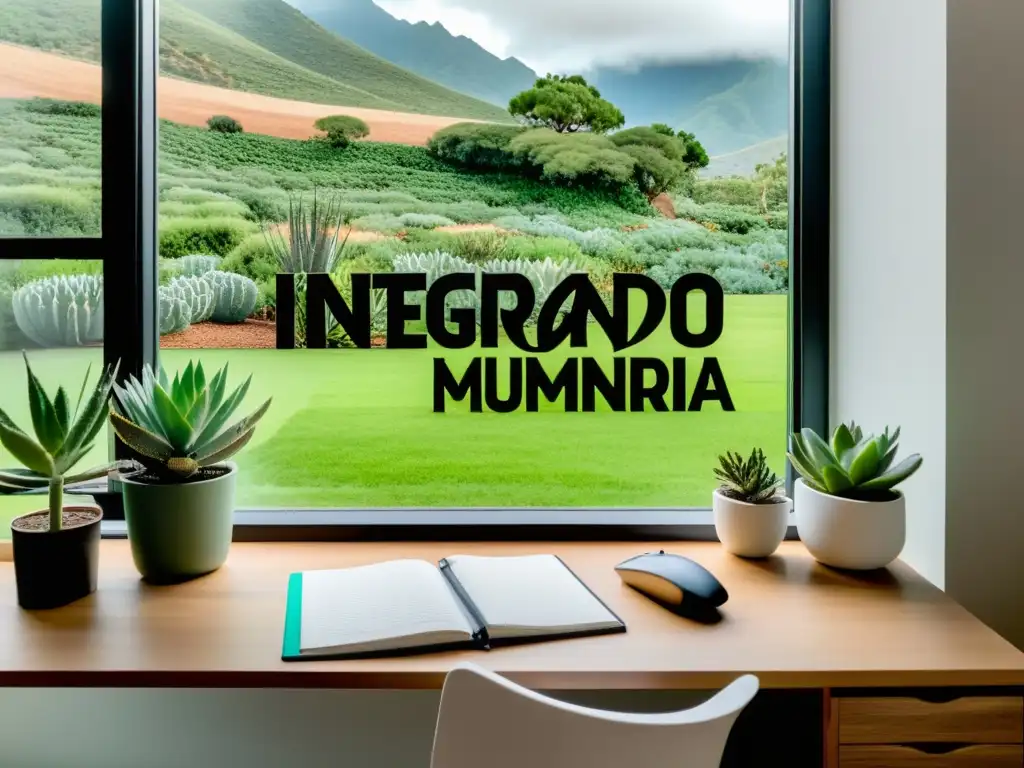 Oficina moderna con vista a paisaje verde: Integrando la Psiconeuroinmunología Oficina moderna con vista a naturaleza exuberante