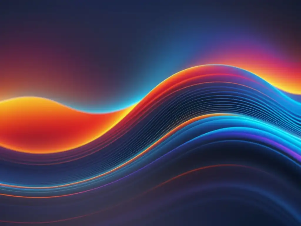 Ondas de sonido vibrantes: impacto emocional en el cuerpo Patrón de onda sonora vibrante en colores desde índigo intenso hasta rojos y naranjas, representando los beneficios de la música en la inmunidad