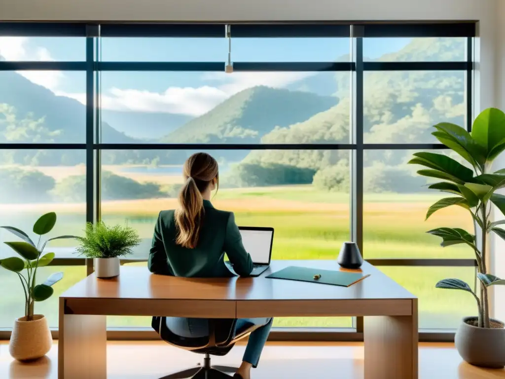 Persona practicando mindfulness en moderna oficina, impacto del estrés en el sistema inmune