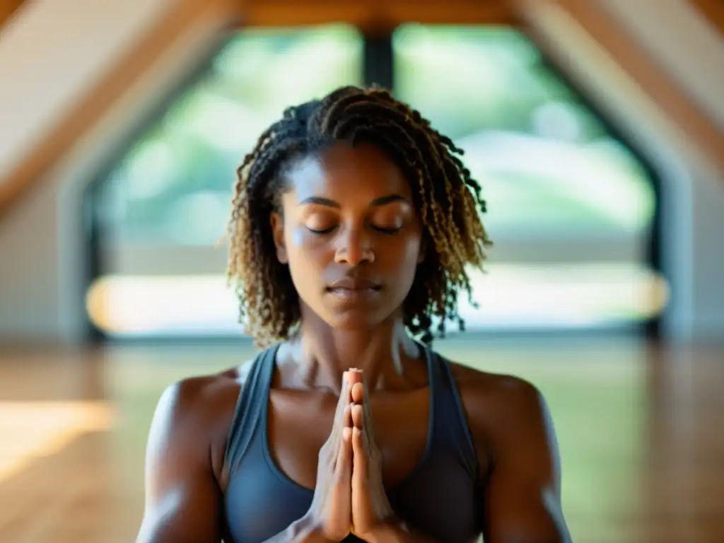 Persona realizando suaves poses de yoga, resaltando fuerza y flexibilidad muscular en tratamiento natural polimiositis sistema inmunológico