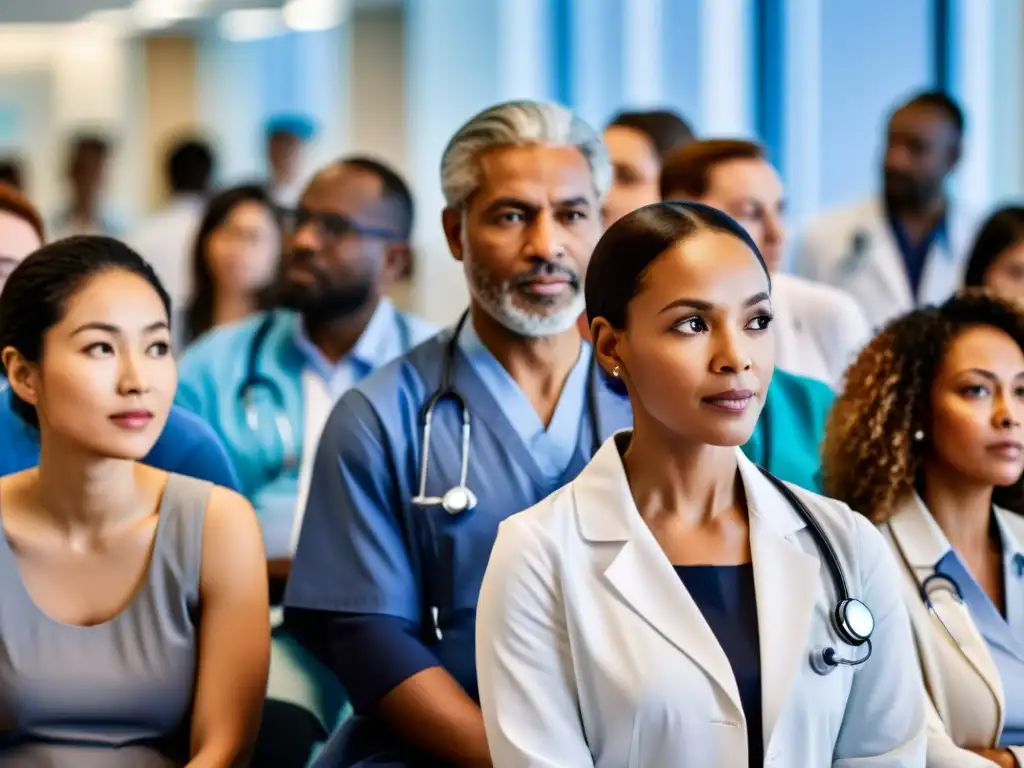 Esperanza diversa en la clínica Personas diversas esperan en una clínica con tecnología médica moderna
