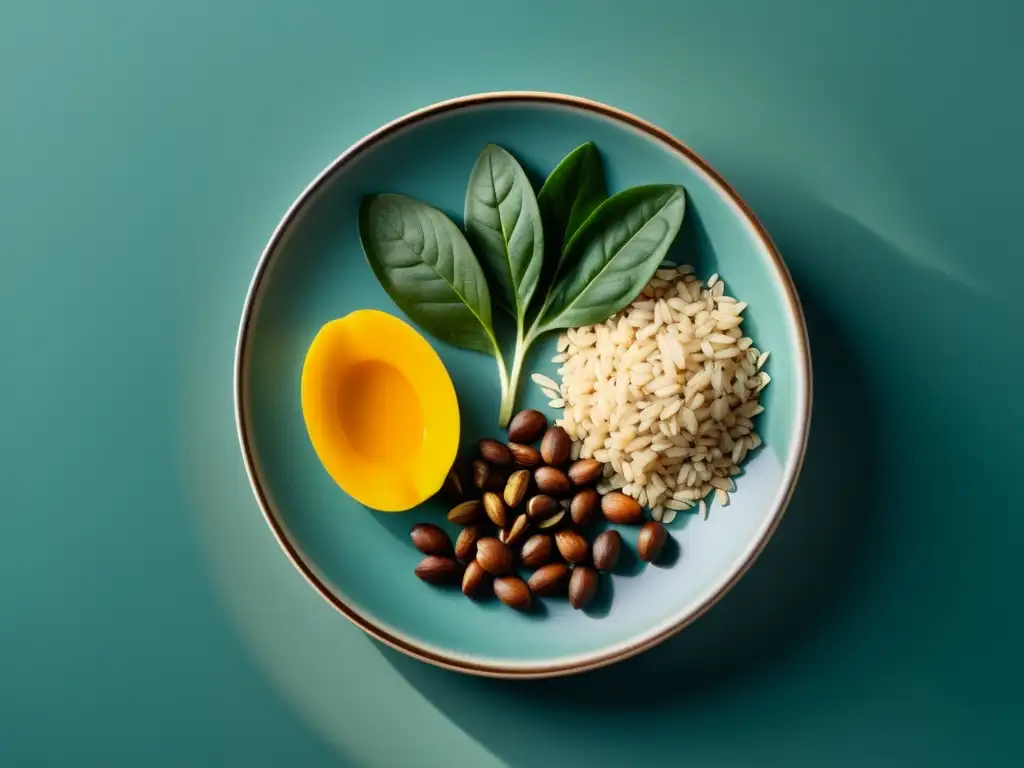 Plato de comida vibrante con ingredientes ricos en selenio, evocando vitalidad y beneficios para el sistema inmunológico