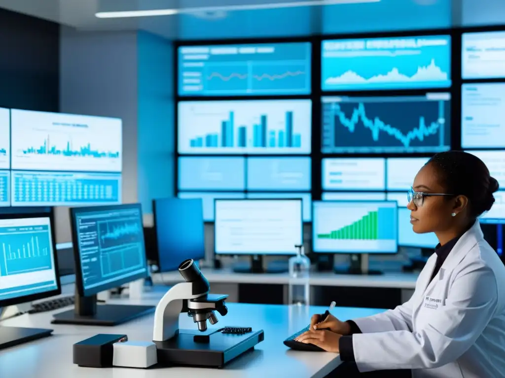 Laboratorio científico de alta tecnología: precisión y descubrimiento Potenciadores de inmunidad con evidencia científica: Laboratorio científico moderno con equipo de investigación, investigadores en batas blancas y luz natural suave