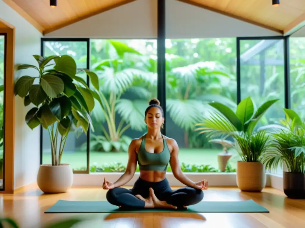 Yoga Vinyasa: Fuerza y Equilibrio en un Estudio Sereno Practicante de Vinyasa Yoga exhibe fuerza y equilibrio en un estudio sereno, realzando los beneficios del sistema inmunológico