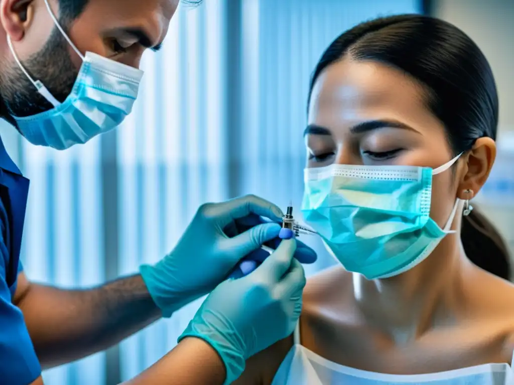 Vacunación experta: precisión y cuidado médico Profesional de la salud administra vacuna con precisión, transmitiendo confianza y cuidado