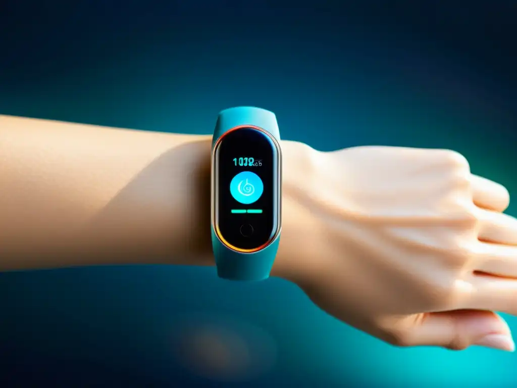 Bracelete inteligente muestra datos en tiempo real del sistema inmune Una pulsera inteligente muestra datos en tiempo real del sistema inmunológico en un entorno clínico futurista