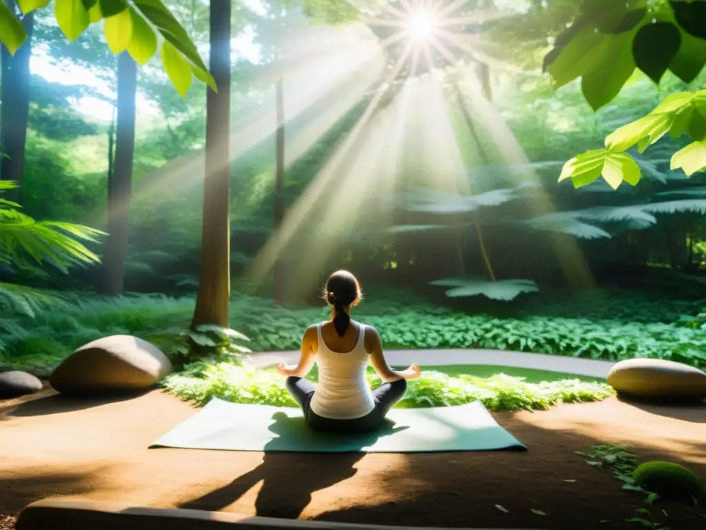 Retiro de meditación en el bosque: serenidad y conexión Un refugio moderno para meditación, rodeado de naturaleza exuberante