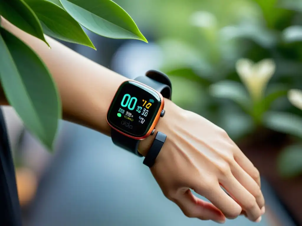 Monitor de aire portátil: tecnología avanzada para cuidar tu salud Un reloj inteligente muestra datos de calidad del aire en su pantalla OLED, con un diseño moderno y elegante
