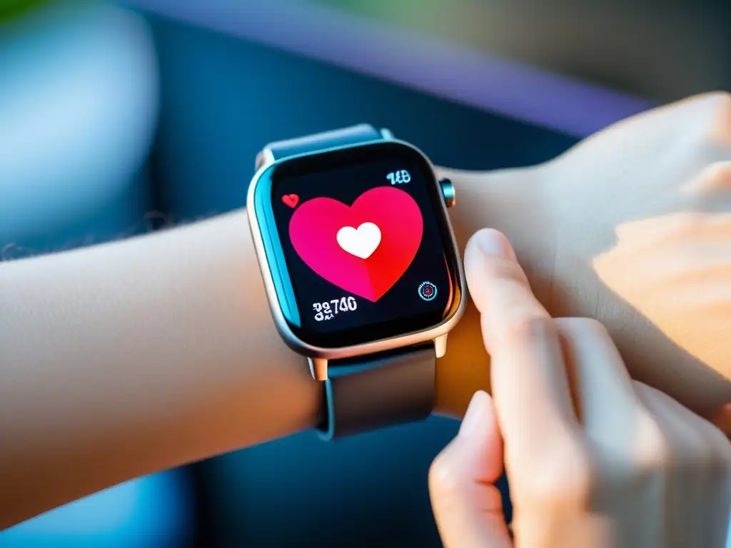 Un reloj inteligente muestra métricas de salud en un entorno médico moderno