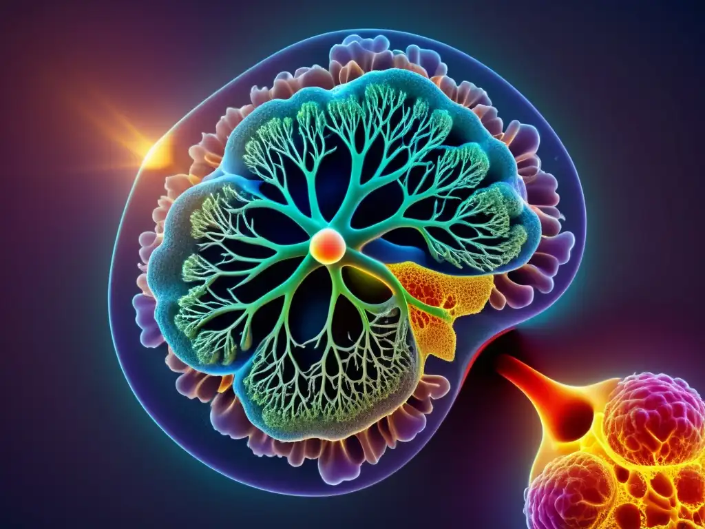 Imagen detallada de la glándula del timo: desarrollo y maturation celular Una representación detallada y moderna de la glándula del timo, resaltando su función en la inmunidad