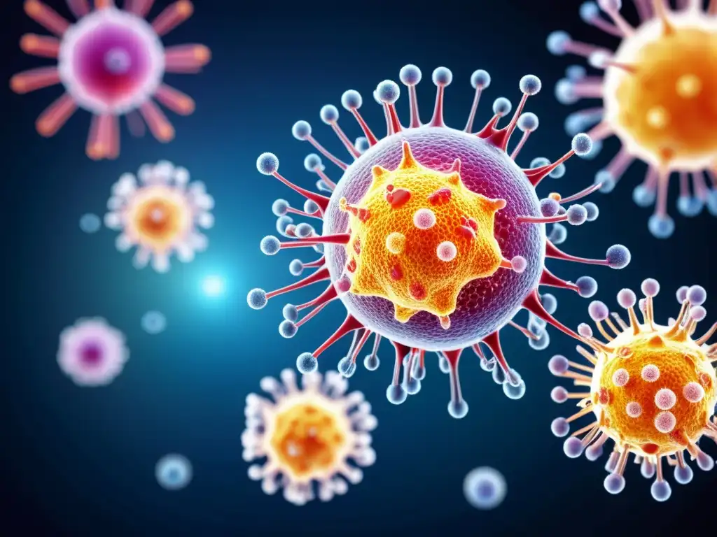 Complejidad inmune: 8k imagen vibrante del sistema inmunológico humano Una representación detallada en 8k del sistema inmunológico humano, con células inmunes trabajando juntas para proteger el cuerpo