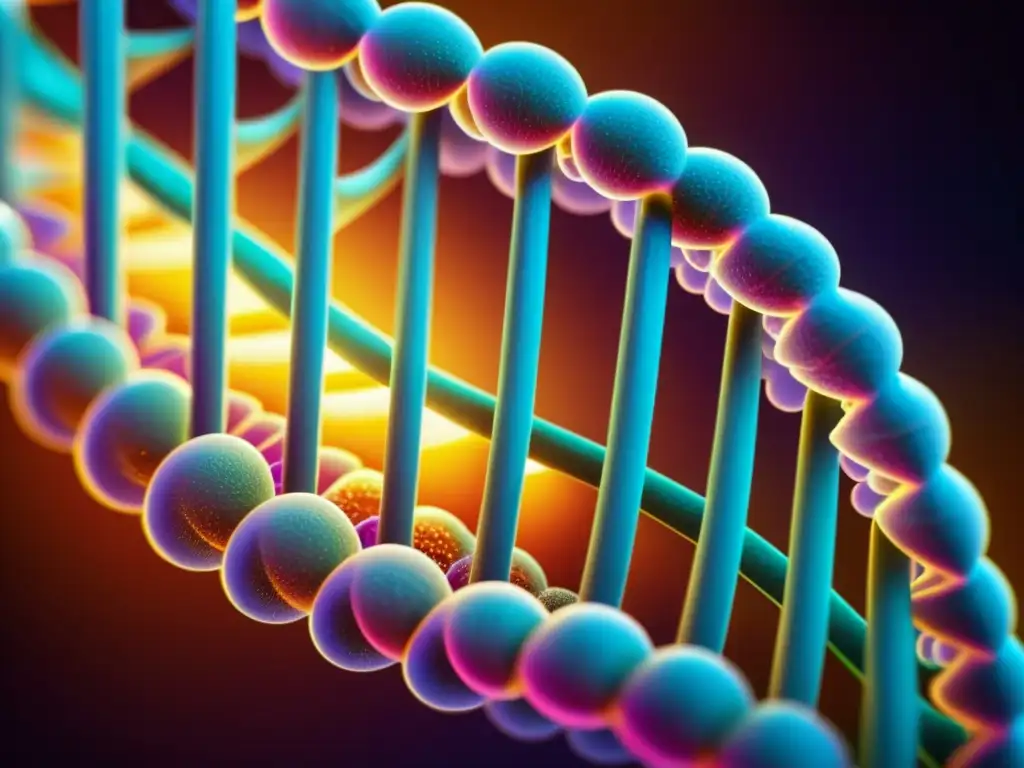 Helice de ADN brillante: claves de inmunodeficiencia Una representación detallada y vibrante de una doble hélice de ADN, simbolizando los complejos factores genéticos en trastornos inmunológicos para el mejor plan de salud