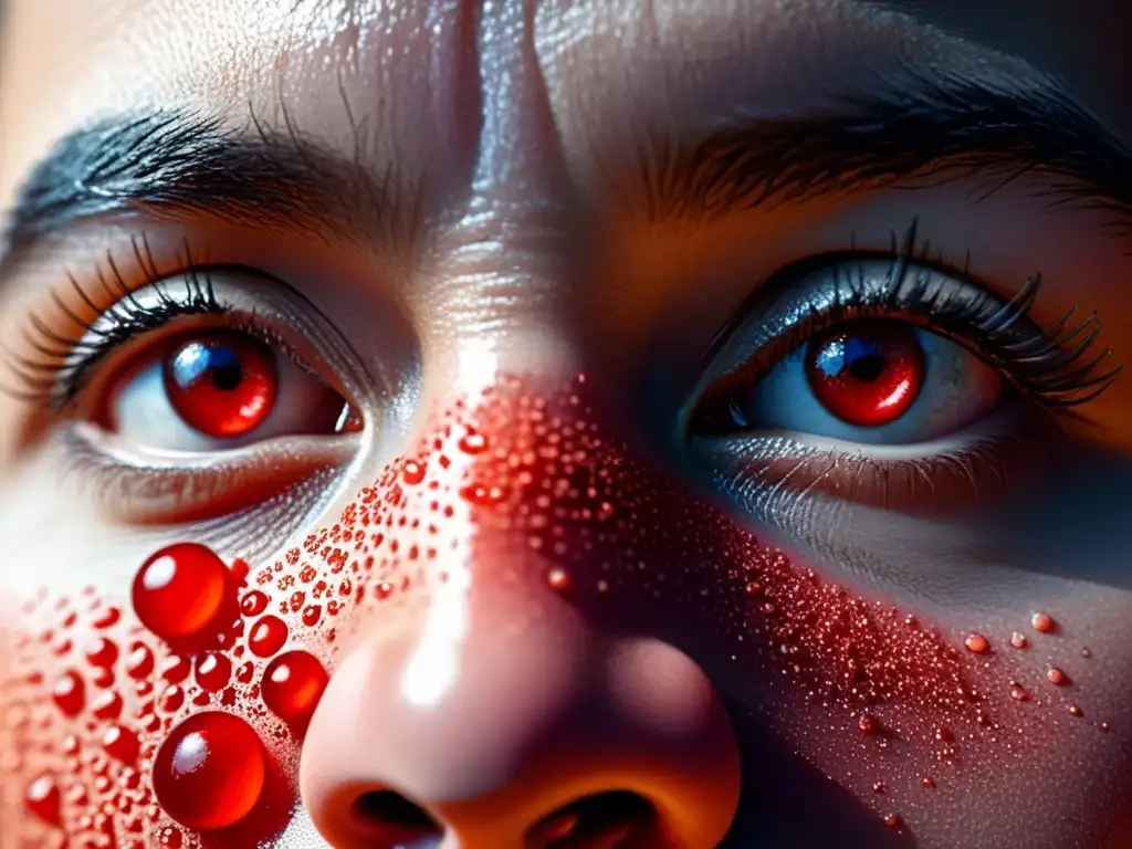 Rostro angustiado por alergias: impacto emocional en alta definición Retrato impactante de una persona con ojos rojos y nariz congestionada, mostrando la importancia de los seguros de salud para pacientes con alergias