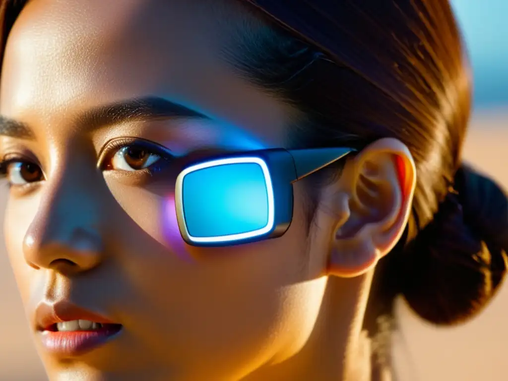 Sensor UV de Alta Tecnología en Wearable Moderno Un sensor UV de vanguardia integrado en un elegante dispositivo wearable, capturando la luz solar