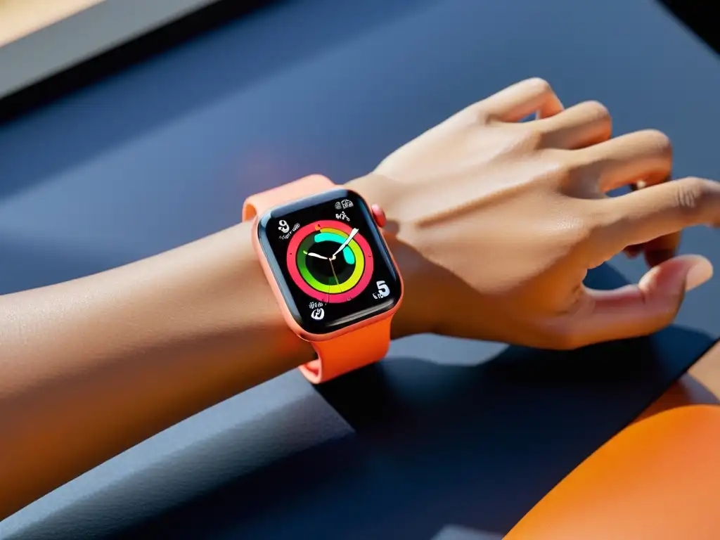 Un Apple Watch Series 6 moderno y elegante con pantalla vibrante de alta resolución, monitoreo de salud y fitness