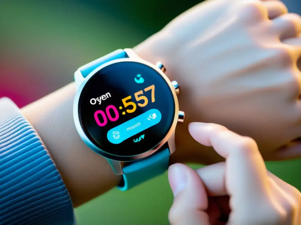 Monitoreo inmune en pantalla: salud a la vista Un smartwatch moderno y futurista muestra métricas de salud en alta resolución