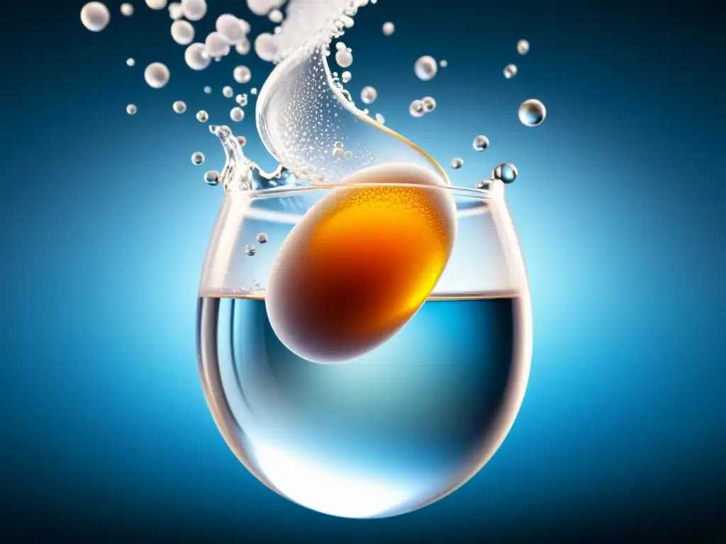 Suplemento de lactoferrina disolviéndose en agua Un suplemento de lactoferrina se disuelve en un vaso de agua cristalina, liberando sus propiedades beneficiosas