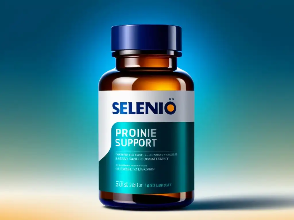 Un suplemento de selenio de alta calidad para el sistema inmunológico, con diseño elegante y sofisticado, resaltando pureza y calidad premium