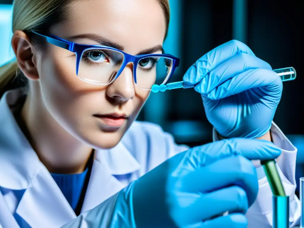 Un técnico de laboratorio realiza con precisión un análisis inmunológico, transmitiendo confianza y profesionalismo