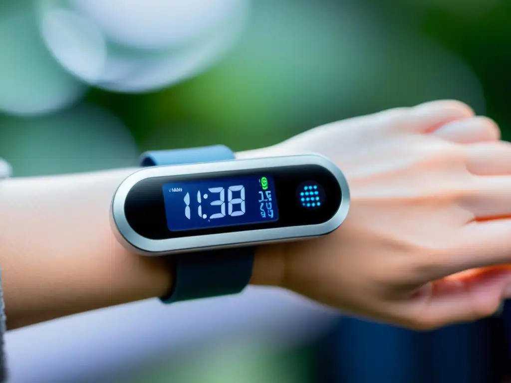 Un termómetro inteligente Withings Thermo, mostrando la temperatura, con un ambiente profesional y doméstico