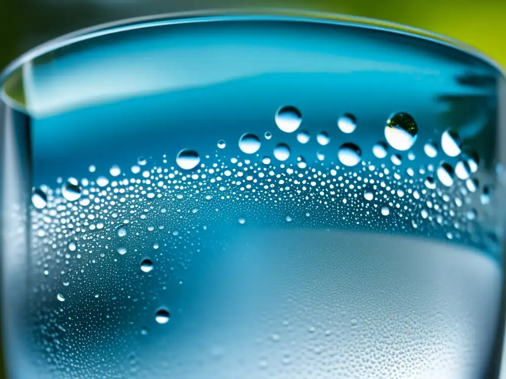 Agua fría y cristalina en vaso transparente con hielo Un vaso de agua fría con hielo, condensación y reflejos de luz, transmite frescura y pureza para fortalecimiento sistema inmunológico natación