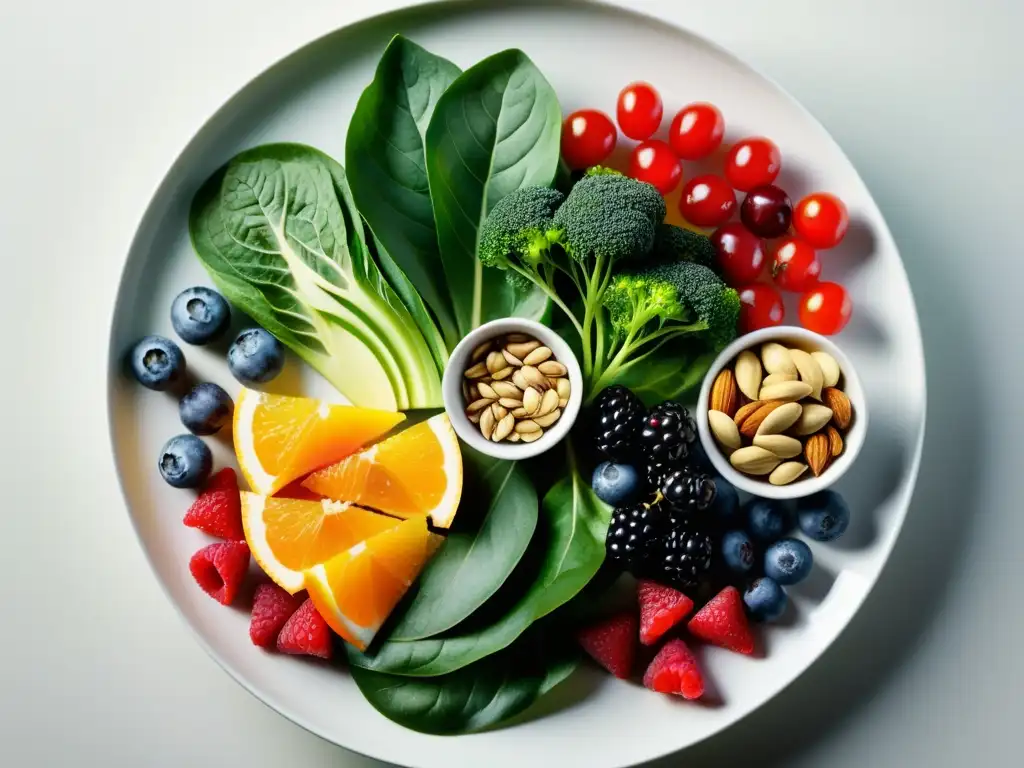Exquisita variedad de alimentos antiinflamatorios Vibrante composición de alimentos antiinflamatorios frescos en una elegante presentación