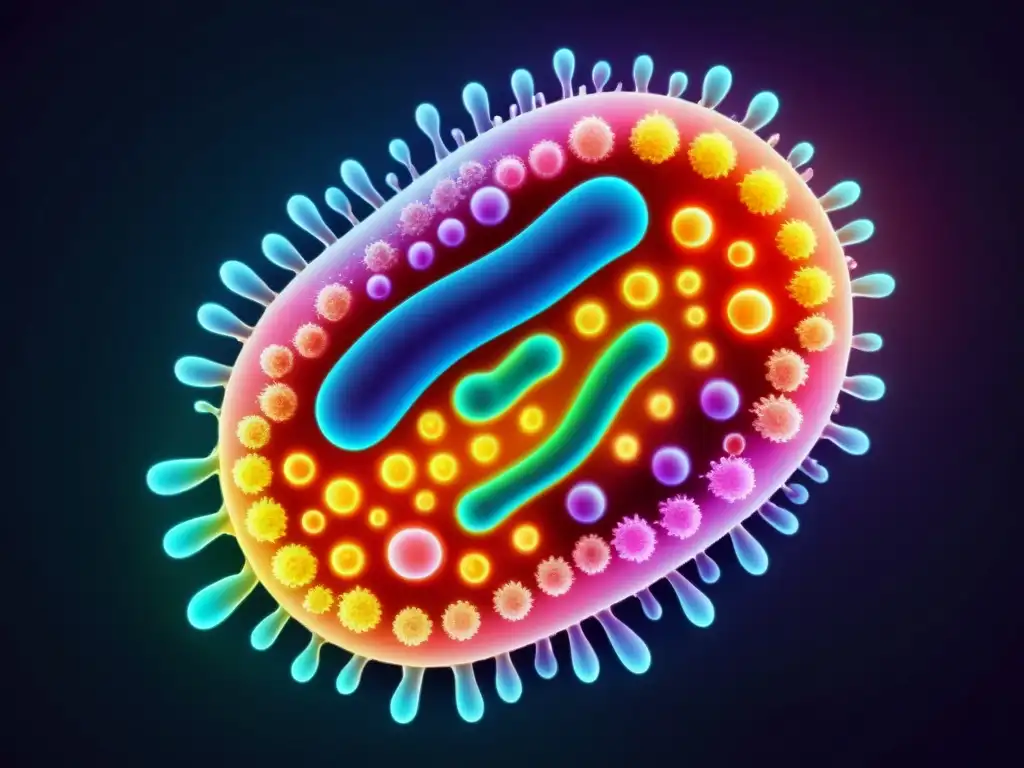 Bacterias intestinales saludables: Impulso inmunitario vibrante Vibrante ilustración de bacterias intestinales beneficiosas para el sistema inmunológico en un estilo moderno y colorido