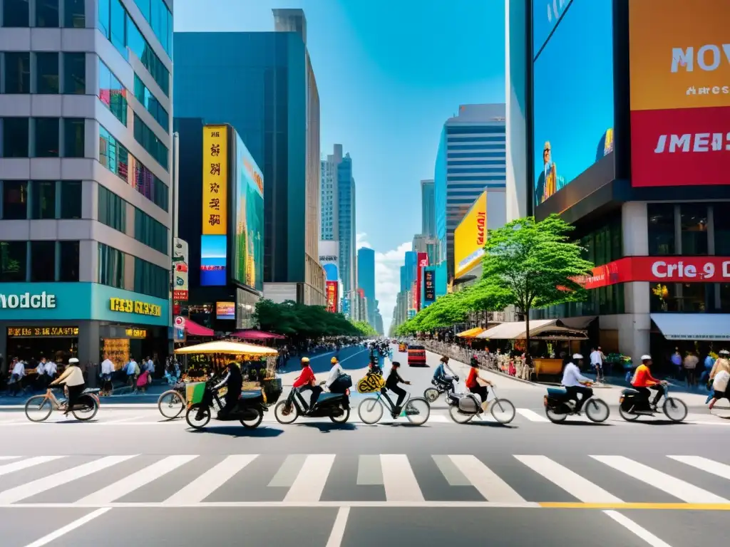 Vida urbana en movimiento: una ciudad llena de energía Vibrante calle urbana llena de movimiento, capturando la esencia de la movilidad urbana y el impacto en la inmunidad
