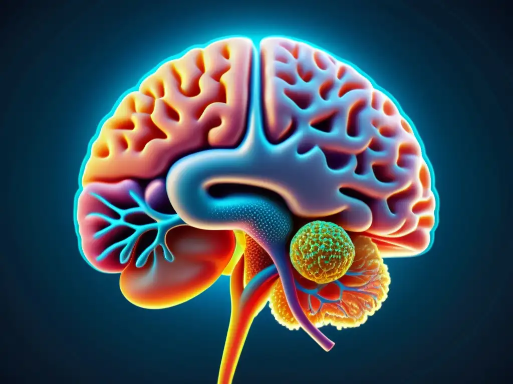 Conexiones vitales: sistema nervioso, inmune y cerebral en 8k Vibrante ilustración 8k del cerebro, sistema nervioso e inmunológico interconectados, mostrando complejas vías neuronales y células inmunes