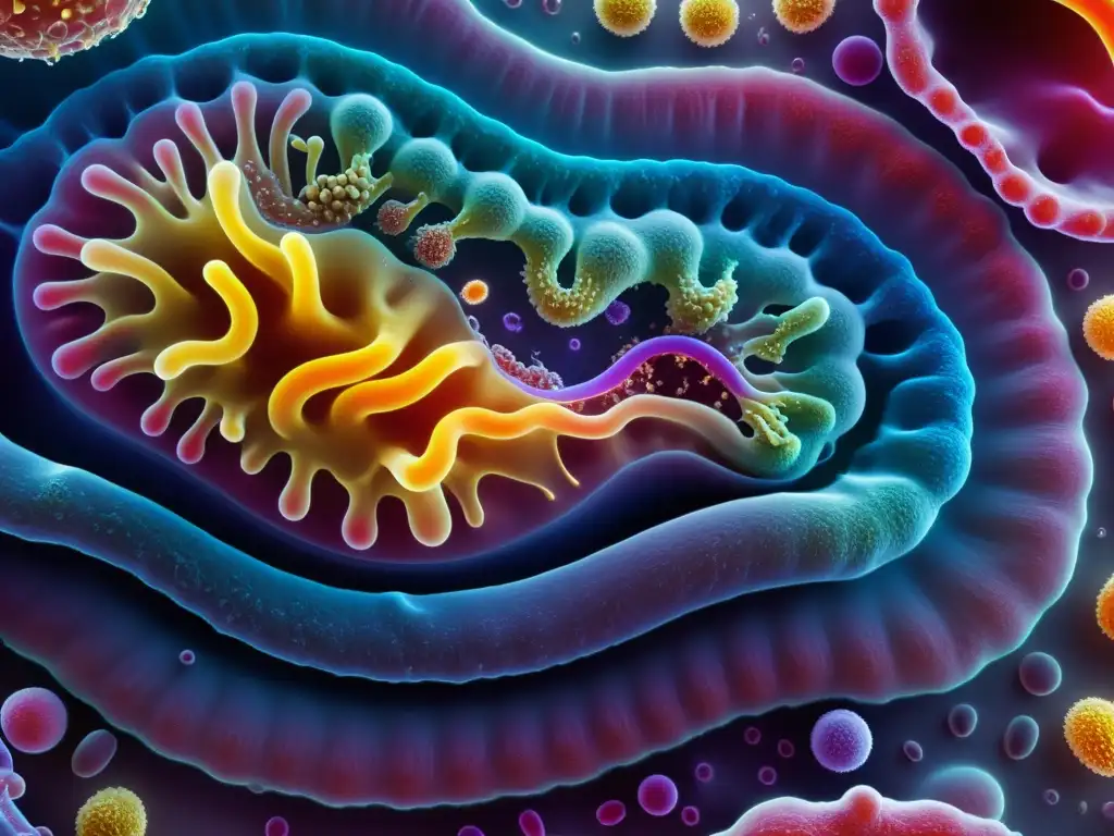 Microbiota intestinal diversa y vibrante: probióticos y envejecimiento Una vibrante comunidad de microbiota intestinal envejece saludablemente, ilustrando los beneficios probióticos en envejecimiento