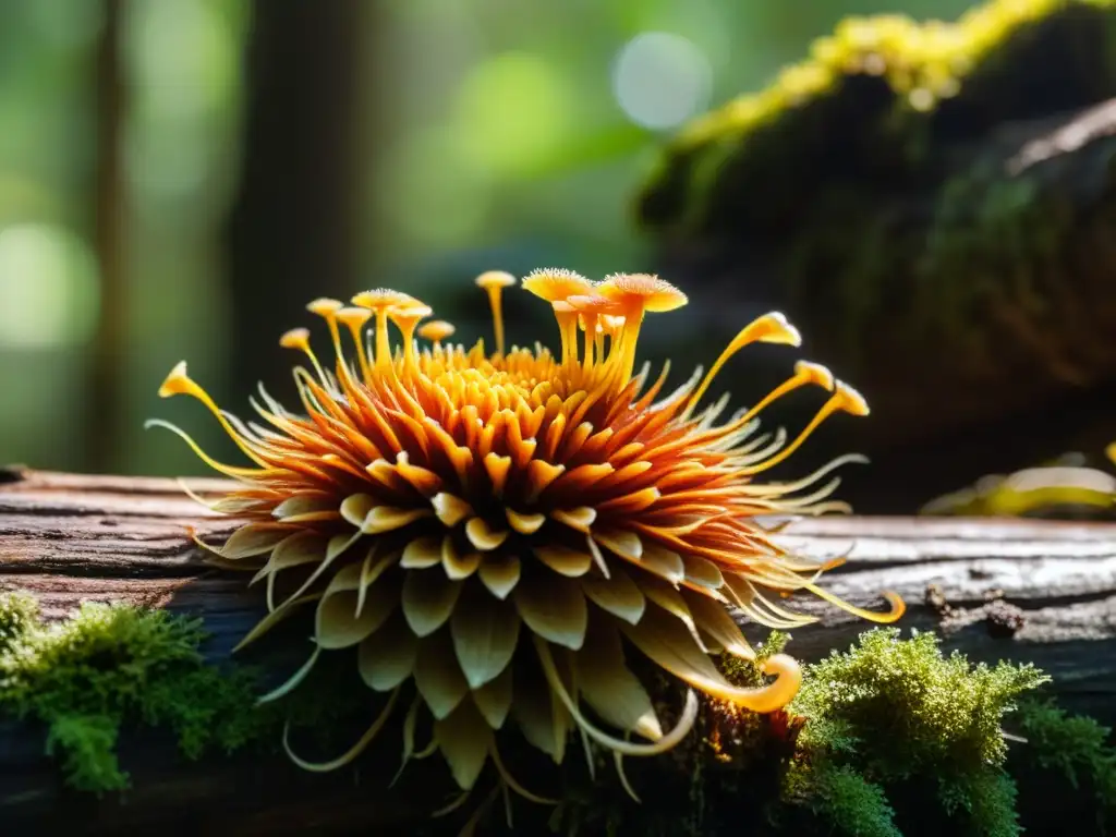 Cordyceps: Belleza y misterio en el bosque Vibrante grupo de setas cordyceps en un bosque cubierto de musgo