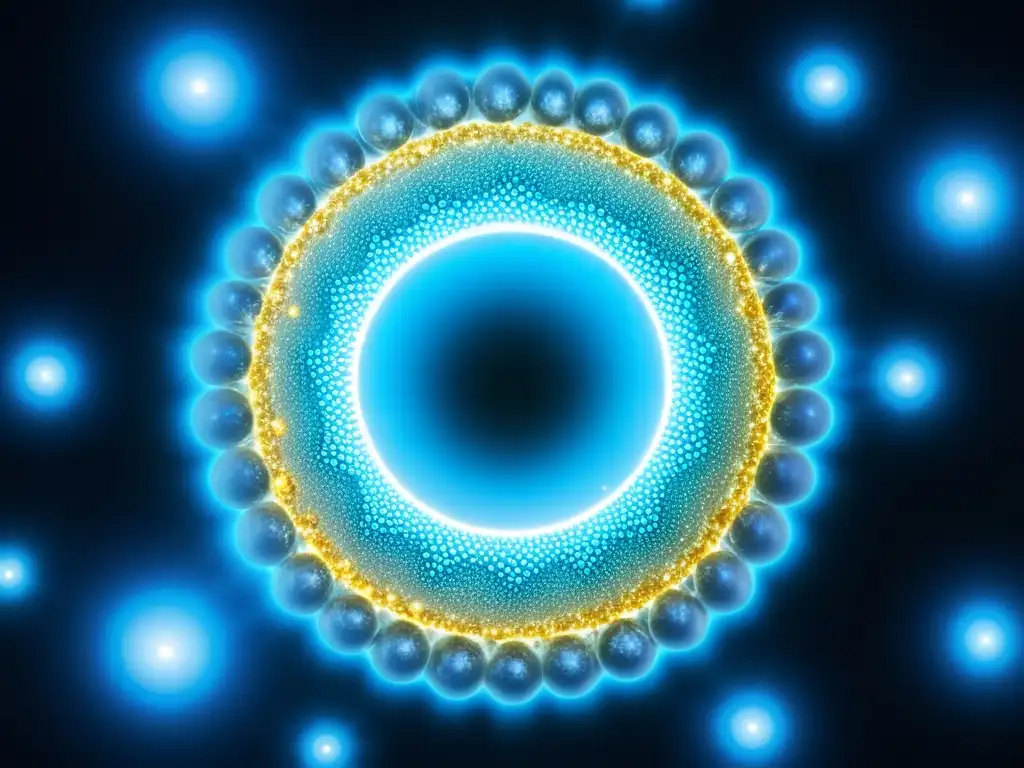 Proceso de absorción de zinc por una célula del sistema inmunológico Vibrante imagen 8k de una célula del sistema inmune humano absorbiendo iones de zinc, con detalle y colores intensos